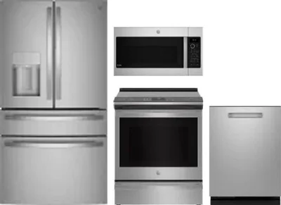 4 Piece Package Includes Refrigerator, Range, Microwave And Dishwasher